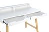 Skrivbord för hemmakontor med 2 lådor och hylla 110 x 58 cm vit med ljust trä BARIE_844759