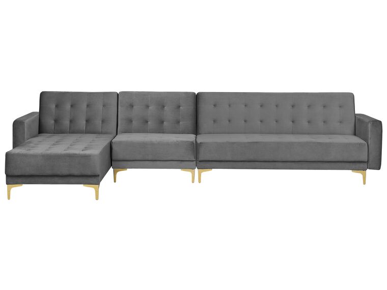 Right Hand Modular Velvet Sofa Grey ABERDEEN_755951