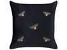 Set of 2 Embroidered Velvet Cushions Bees Motif 45 x 45 cm Black TALINUM _857889