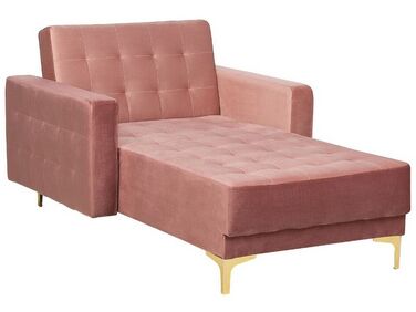 Chaise-longue reclinável em veludo rosa ABERDEEN