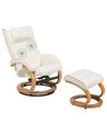 Faux Leather Recliner Chair with Footstool Beige MAJESTIC_697983