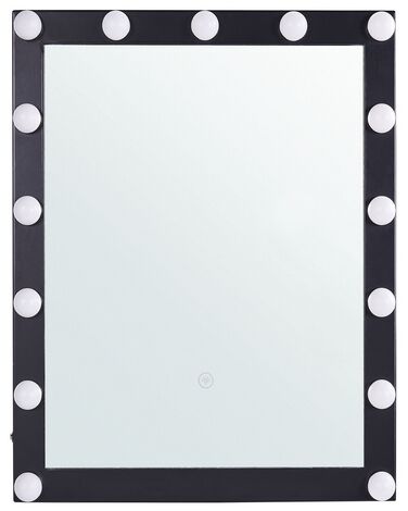 Nástenné LED zrkadlo kovové 50 x 60 cm čierne ODENAS