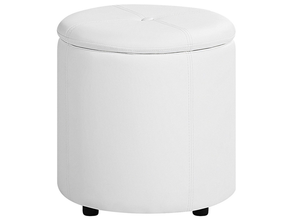 Pouf contenitore in ecopelle bianco 38 x 40 cm MARYLAND 