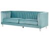 3 Seater Velvet Fabric Sofa Light Blue ARVIKA_806144