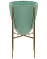 Metal Plant Pot Stand 16 x 16 x 31 cm Green with Gold LEFKI_804723