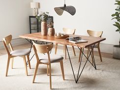 Ruokapöytä akasiapuu tumma puu/musta 180 x 90 cm MUMBAI