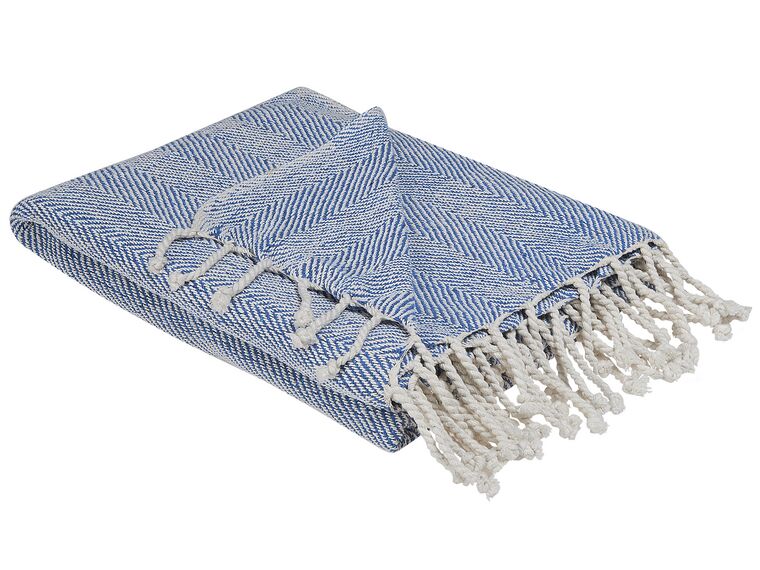 Cotton Blanket 130 x 160 cm Blue TILMI_728675