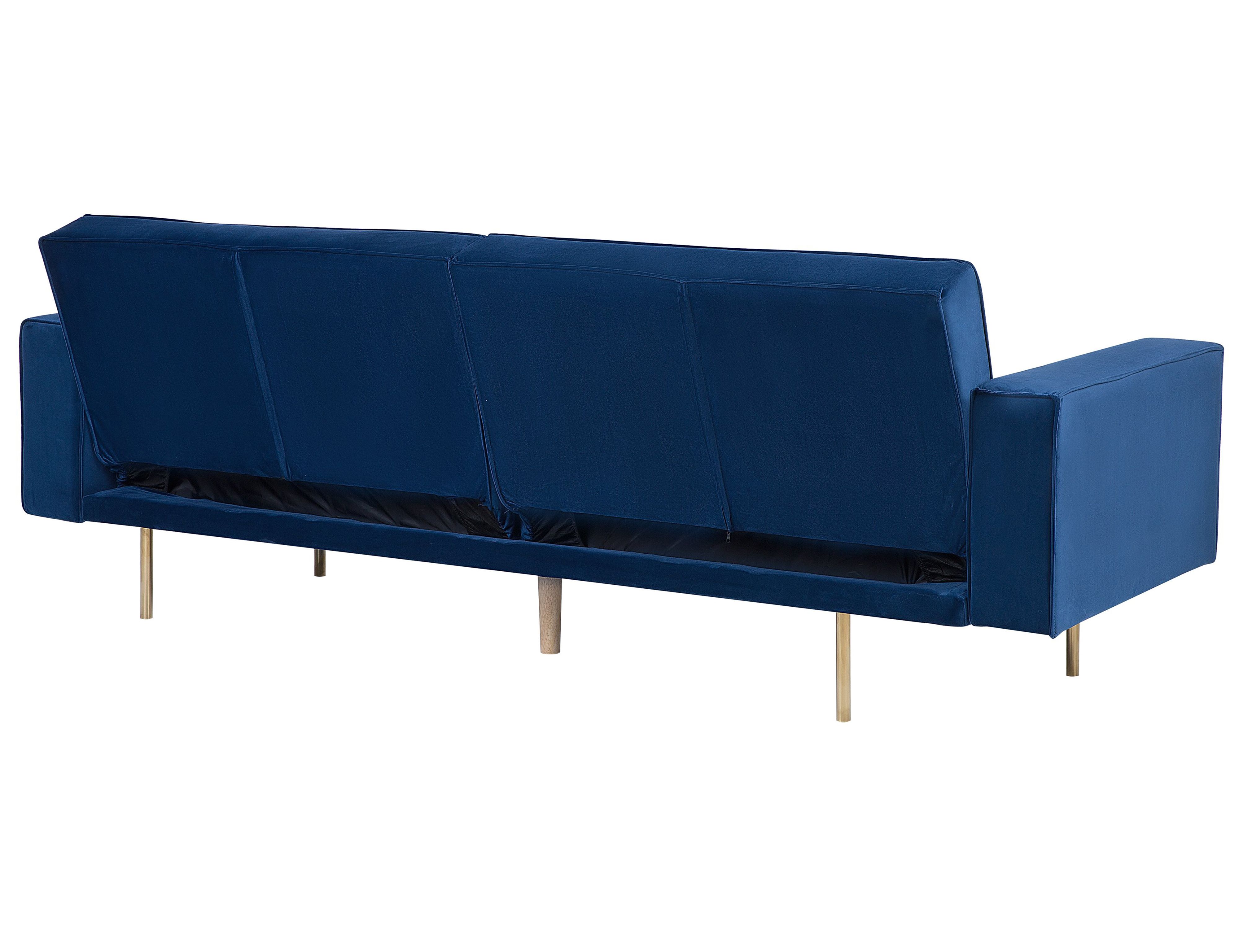 Sofa rozkładana welurowa niebieska VISNES