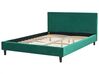 Housse de cadre de lit double en velours vert foncé 140 x 200 cm pour les lits FITOU_876105