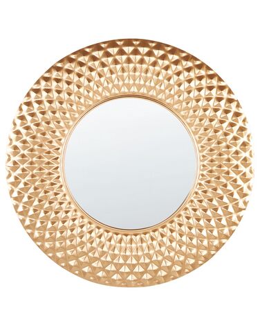 Kulaté kovové nástěnné zrcadlo ø 60 cm zlaté COMBE
