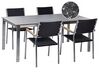 Zestaw ogrodowy stół szklany efekt granitu i 4 krzesła z technorattanu czarny COSOLETO/GROSSETO_881598