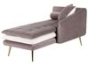 Left Hand Velvet Chaise Lounge Brown with White GONESSE_787796