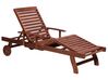 Wooden Reclining Sun Lounger with Off-White Cushion TOSCANA_804110