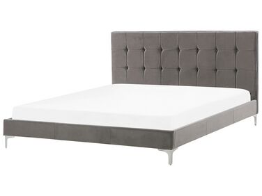 Łóżko welurowe 180 x 200 cm szare AMBERT