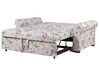 Canapé 2 places convertible en tissu gris clair à motif floral SILDA_789671