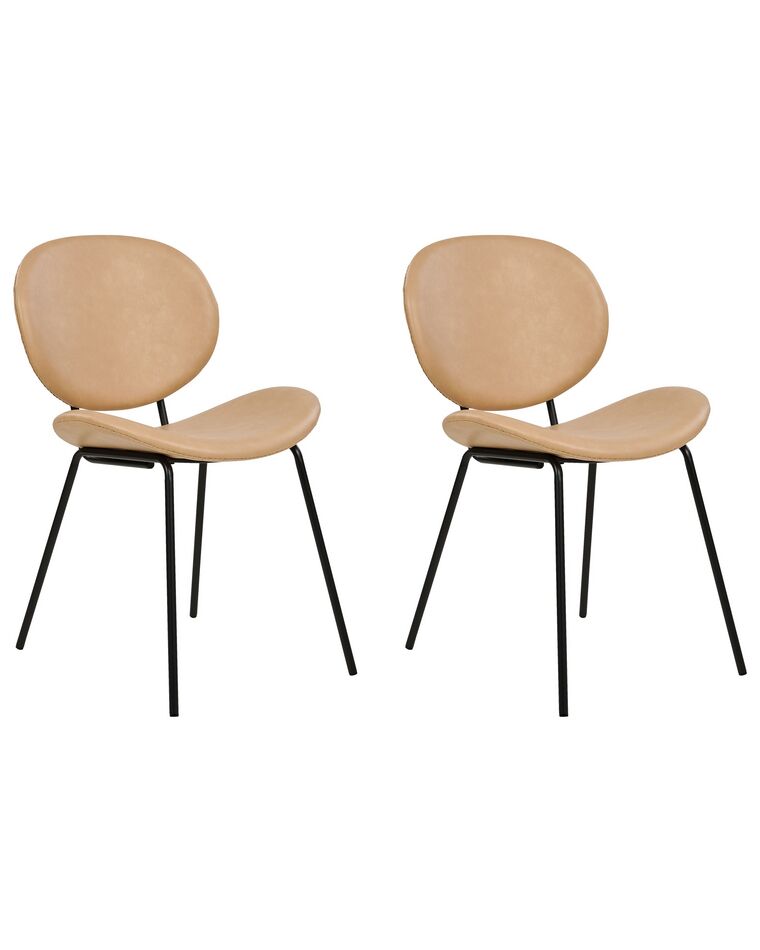 Conjunto de 2 sillas de comedor de piel sintética beige arena LUANA_873655