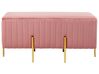 Sengebænk i ribbet lyserød velour 93 x 48 cm DAYTON_860591