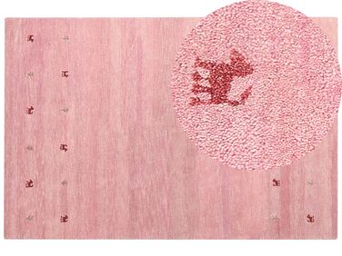 Gabbeh Teppich Wolle rosa 200 x 300 cm Tiermuster Hochflor YULAFI