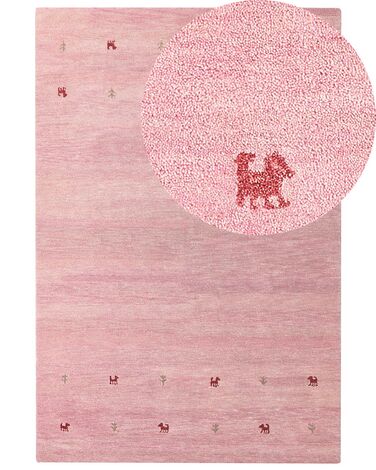 Alfombra gabbeh de lana rosa fucsia 200 x 300 cm YULAFI