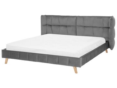 Sivá zamatová posteľ 180 x 200 cm SENLIS