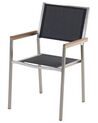 Conjunto de 6 sillas de jardín de poliéster/acero negro/plateado/madera clara GROSSETO_868116
