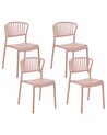Set of 4 Plastic Dining Chairs Pink GELA_825388