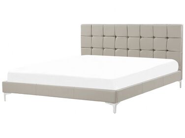 Letto in ecopelle taupé 180 x 200 cm AMBERT