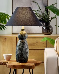 Pöytävalaisin keraaminen tummansininen/musta MATINA Pöytävalaisin keraaminen tummansininen/musta MATINA