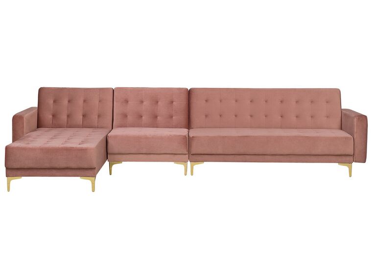 Right Hand Modular Velvet Sofa Pink ABERDEEN_750102