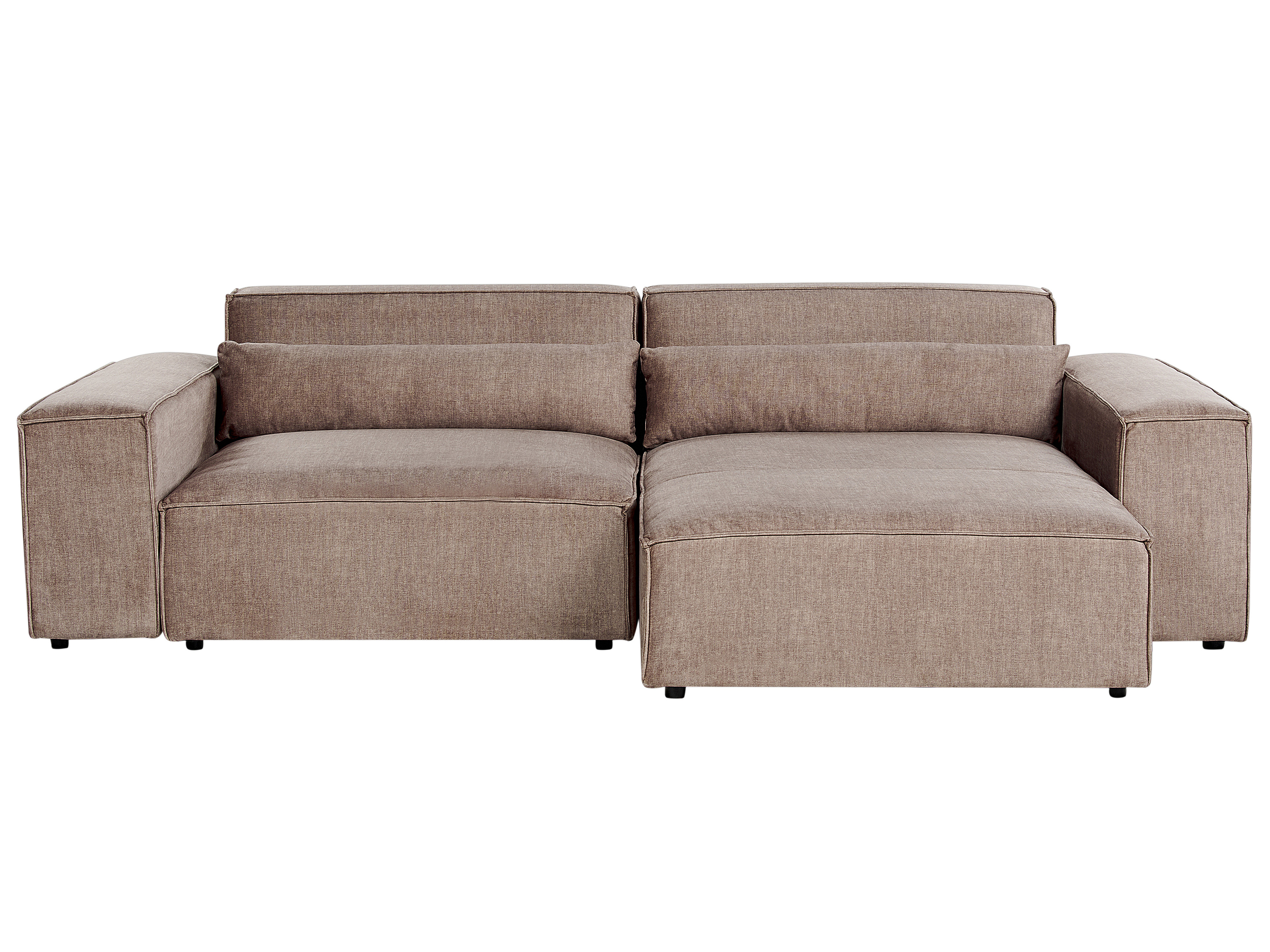 Left Hand 2-Seater Modular Fabric Corner Sofa with Ottoman Brown HELLNAR_912326