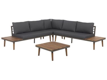 Lounge Set Akazienholz braun 5-Sitzer Auflagen grau CORATO