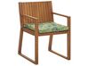 Set of 8 Acacia Wood Garden Dining Chairs with Leaf Pattern Green Cushions SASSARI_774913