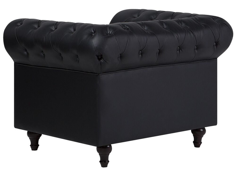 Faux Leather Living Room Set Black CHESTERFIELD Big Beliani.co.uk