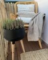 Metal Plant Pot Stand 30 x 30 x 47 cm Black with Light Wood AGROS_879564