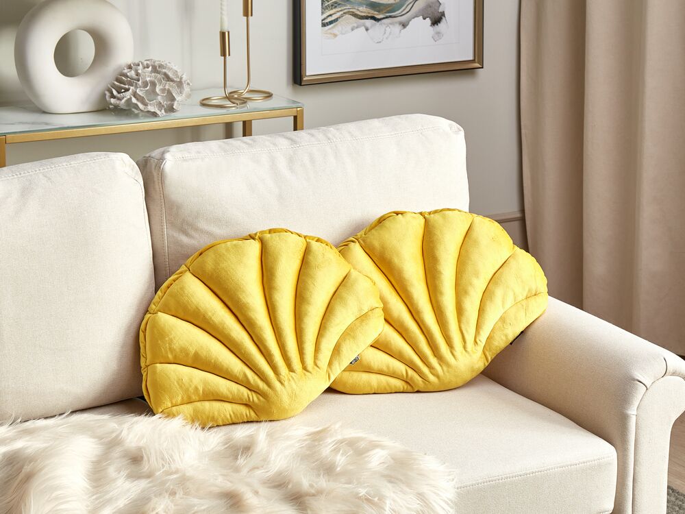 Set di 2 cuscini velluto giallo 47 x 35 cm CONSOLIDA 