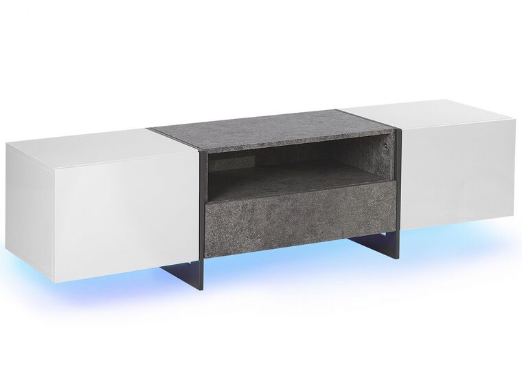 TV Stand LED Concrete Effect with White RUSSEL_760651