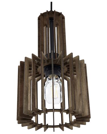 Hängelampe dunkler Holzfarbton Glockenform NIARI