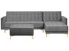 Left Hand Velvet Corner Sofa with Ottoman Grey ABERDEEN_741279