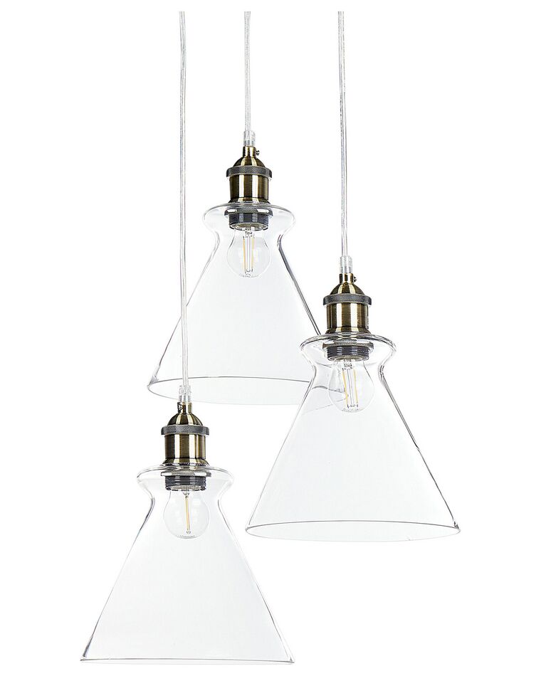 Lampe suspension à 3 lumières en verre transparent BERGANTES_879646