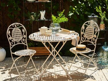 Metal Garden Dining Table ø 90 cm Off-White BIVIO
