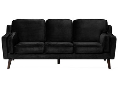 Sofa 3-osobowa welurowa czarna LOKKA