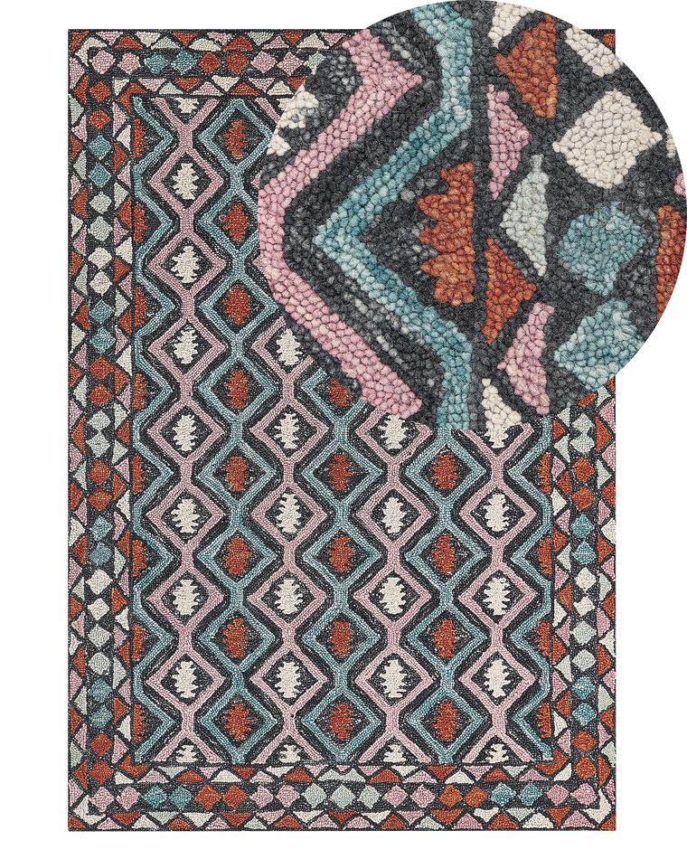 Wool Area Rug 140 x 200 cm Multicolour HAYMANA | Beliani.co.uk