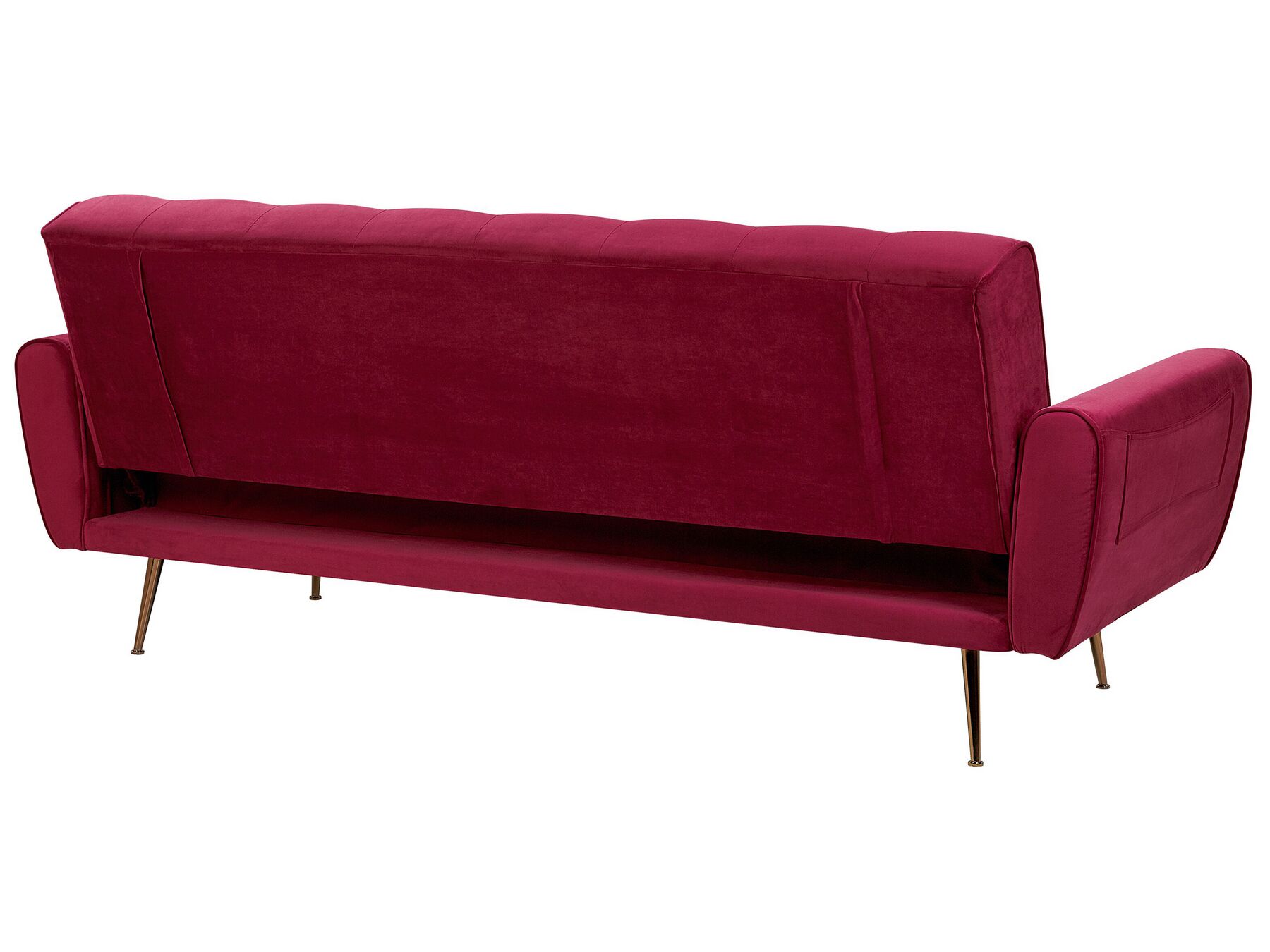 Red velvet tufted shop sofa