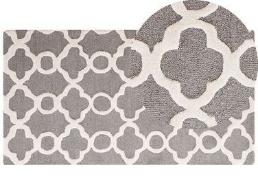 Teppich Wolle grau 80 x 150 cm marokkanisches Muster Kurzflor ZILE