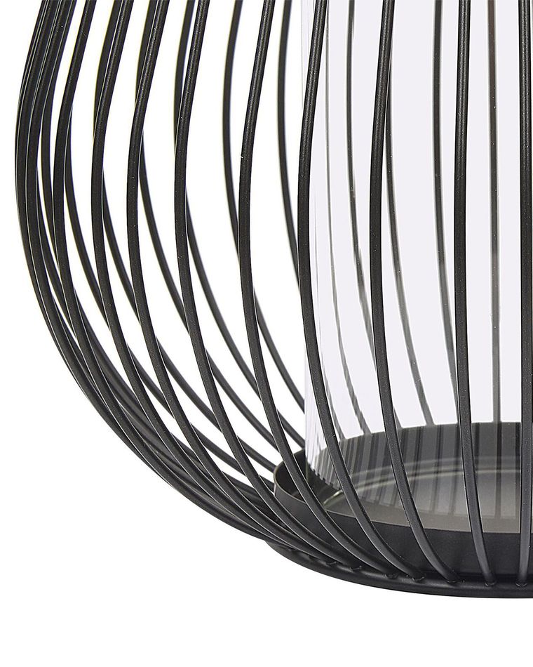 Lanterna Di Metallo Nero Con Candela TruGlow&reg; 42 Cm - Timer 6h Per Esterni