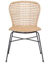 Conjunto de 2 sillas de comedor de ratán beige/natural/negro ELFROS_759969