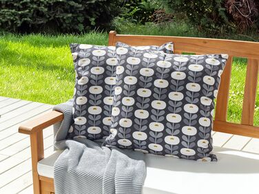 Set of 2 Outdoor Cushions Geometric Pattern 45 x 45 cm Grey VALSORDA