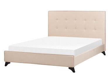Čalouněná béžová manželská postel 140x200 cm AMBASSADOR