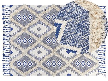 Bavlněný koberec 140 x 200 cm světle béžový/ modrý MANAVGAT