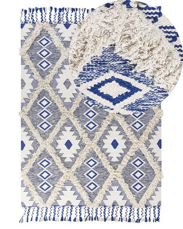 Bavlnený koberec 140 x 200 cm béžová/modrá MANAVGAT